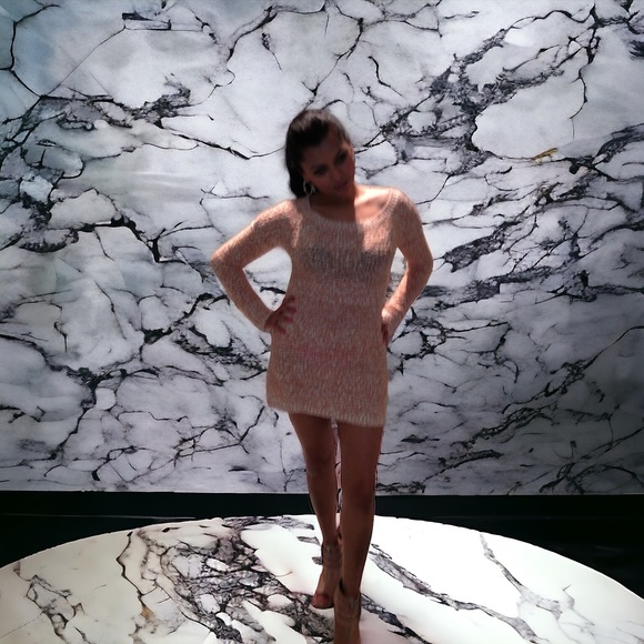 Scoop NYC Loose-Knit Cashmere/Silk Peach/Blush Sweater or Dress.Size Small. GUC. - Picture 10 of 14